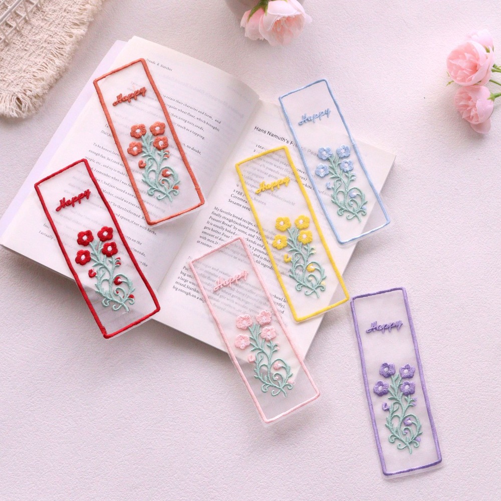 Dried Flower Bookmark - 창의적인 투명 오간자 책갈피 꽃 자수