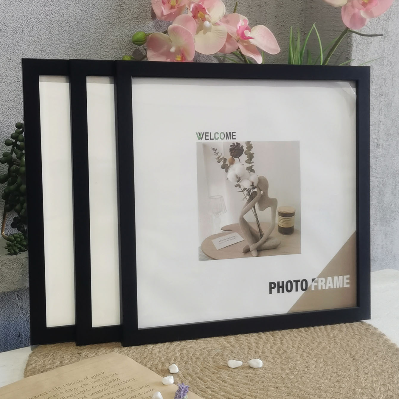 Engraved Wood Frame - 벽 교수형 또는 데스크탑 장식에 대