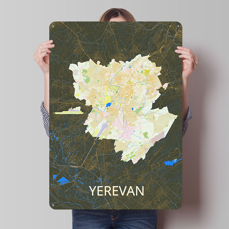 Custom Map Poster - 예레반 도시 지도 틴플레이트 포스터 맞춤형