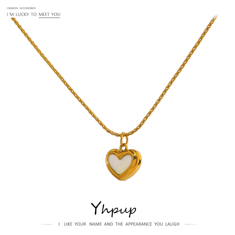 Birth Flower Necklace - Yhpup 귀여운 하트 천연 쉘 펜던트
