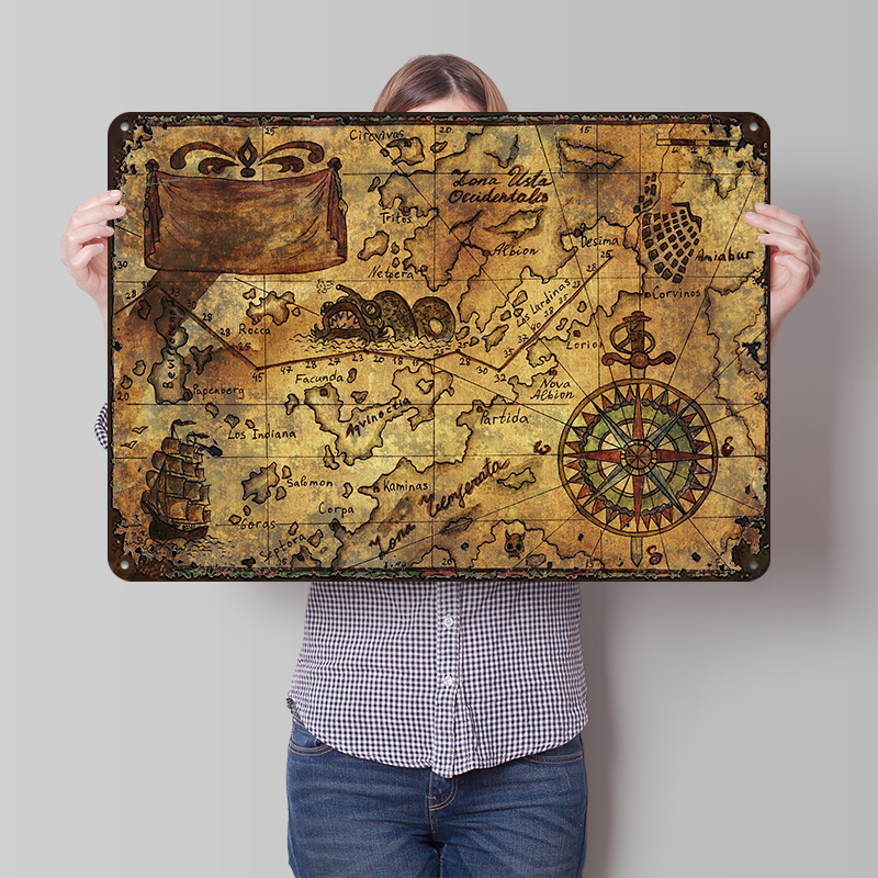 Custom Map Poster - 빈티지 세계 지도 프린트 포스터 맞춤형
