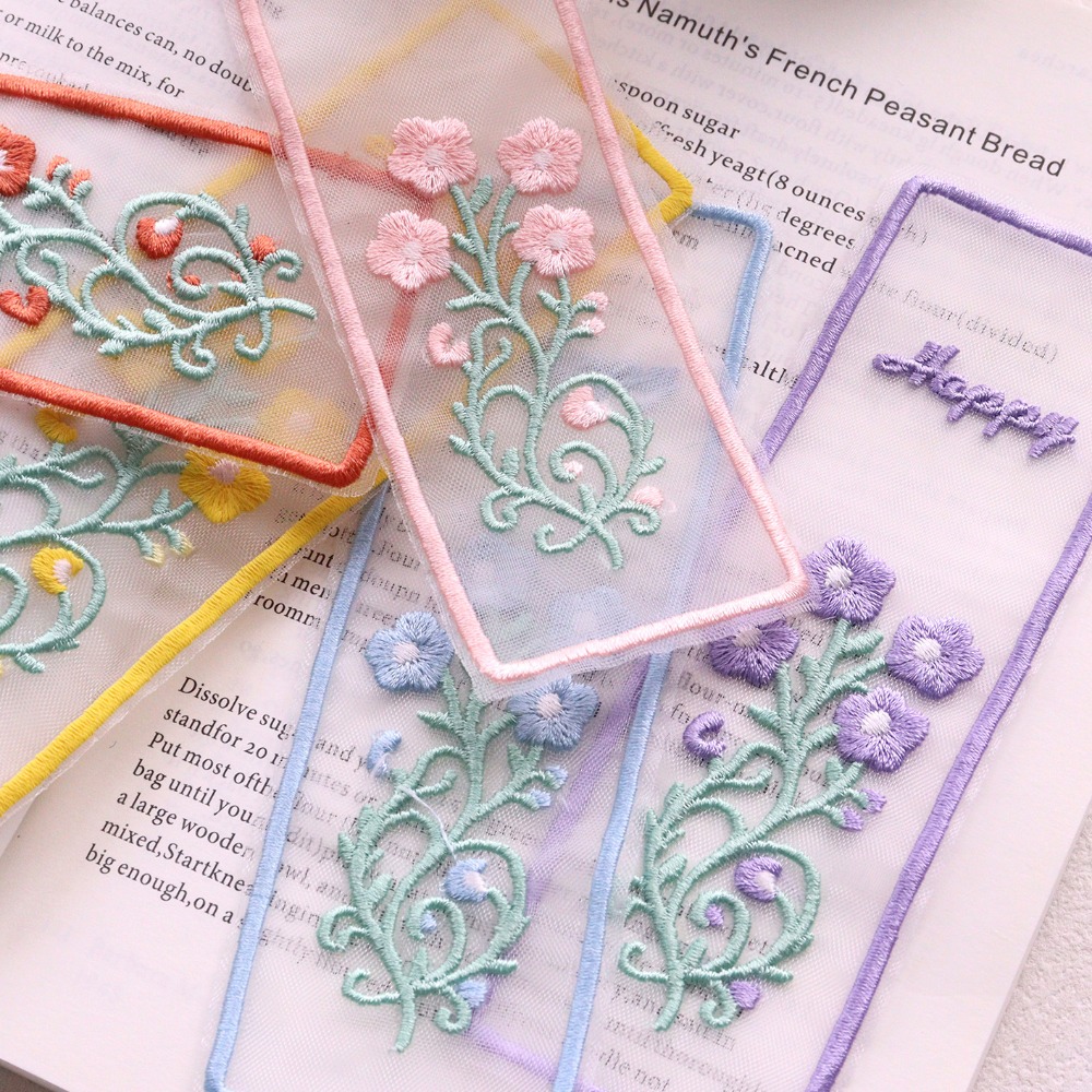 창의적인 투명 오간자 책갈피 꽃 자수 직사각형 책갈피 - Dried Flower Bookmark 리뷰 및 가격