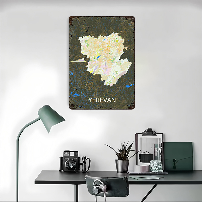 예레반 도시 지도 틴플레이트 포스터 맞춤형 벽 장식 빈 - Custom Map Poster 리뷰 및 가격