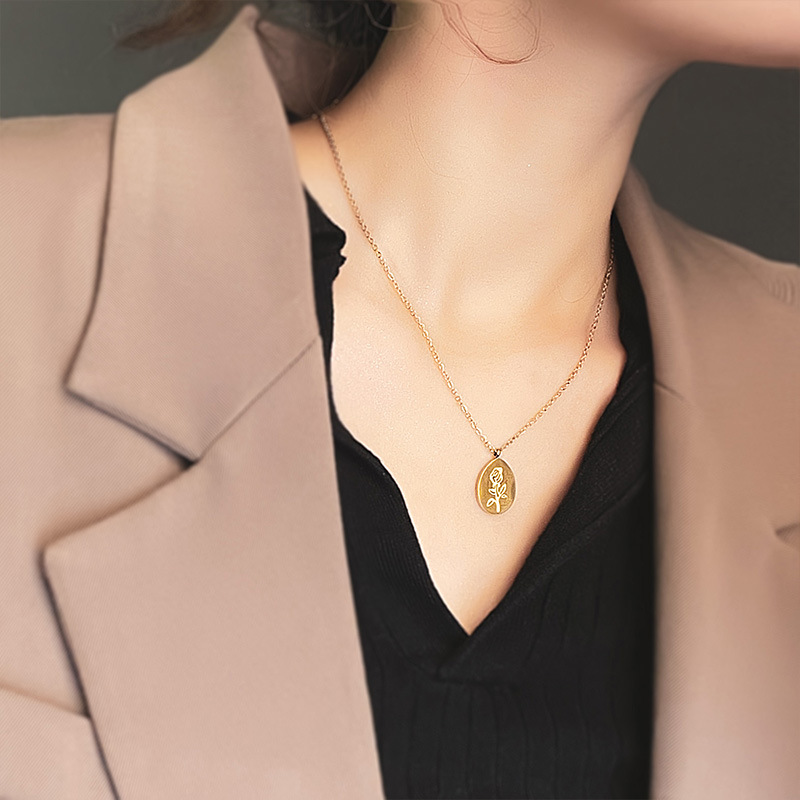 스테인레스 스틸 목걸이 여성 장미 꽃 문신 초커 펜던트 - Birth Flower Necklace 리뷰 및 가격