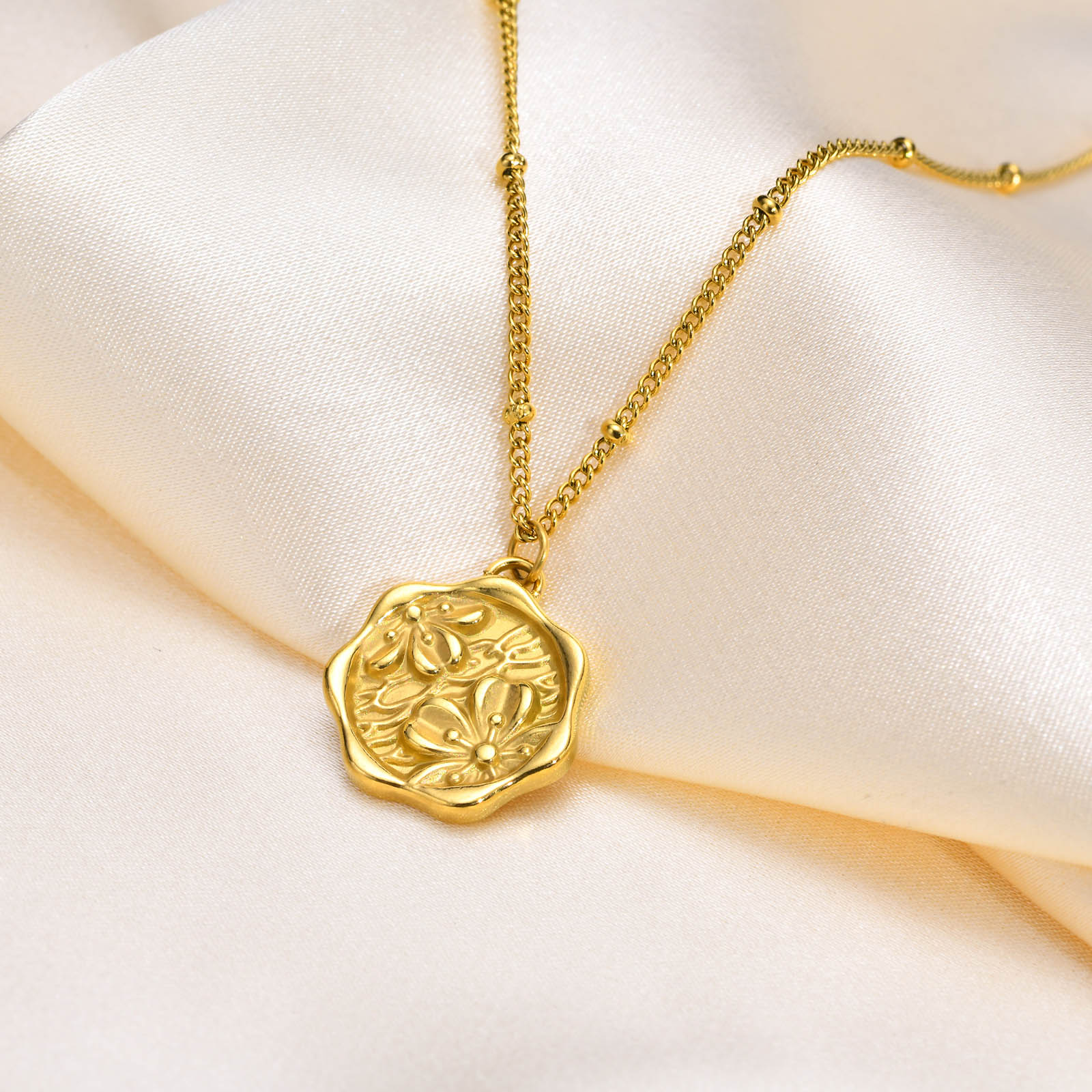 여성용 동전 펜던트 꽃 목걸이, 위성 체인 링크, 스테 - Birth Flower Necklace 리뷰 및 가격