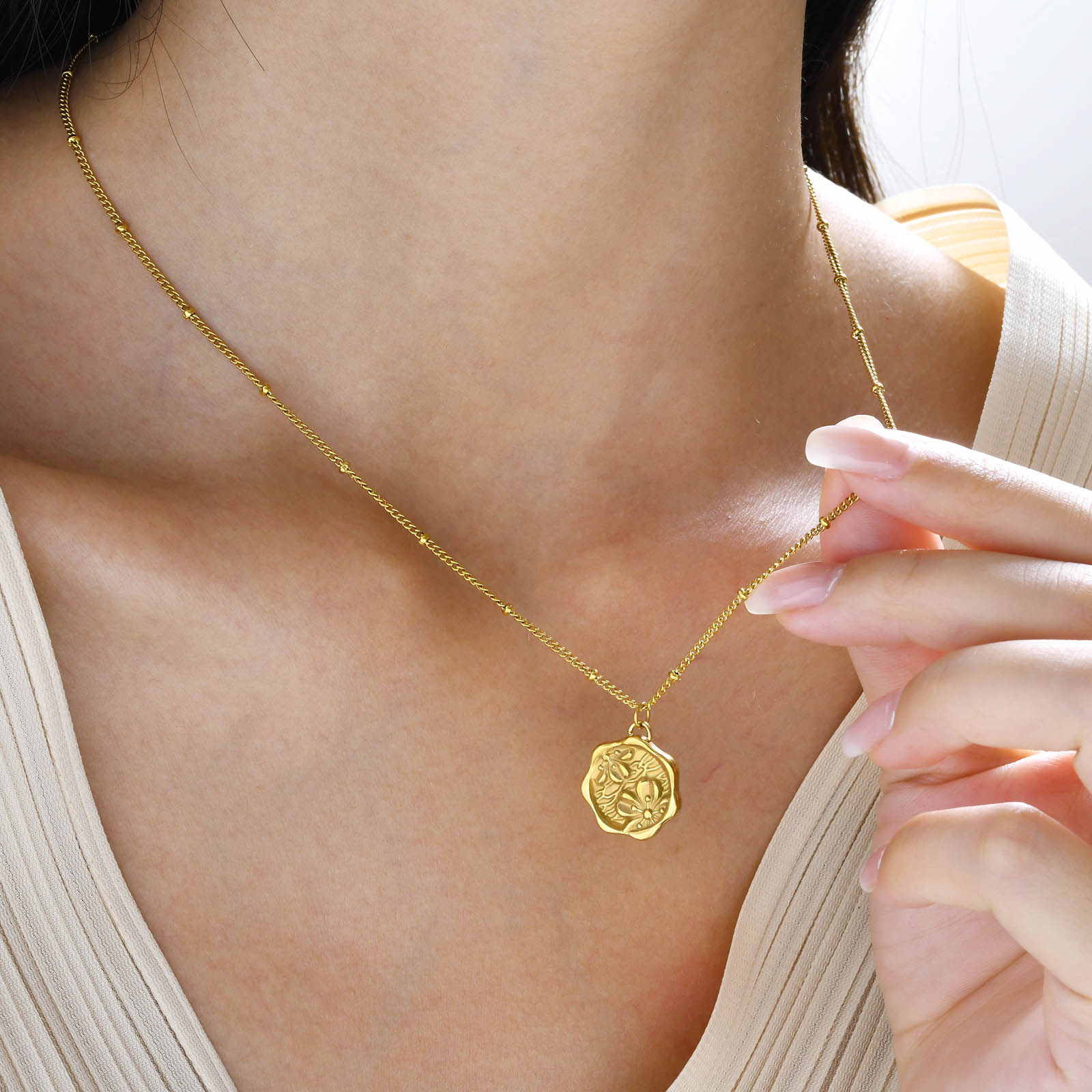 여성용 동전 펜던트 꽃 목걸이, 위성 체인 링크, 스테 - Birth Flower Necklace 리뷰 및 가격