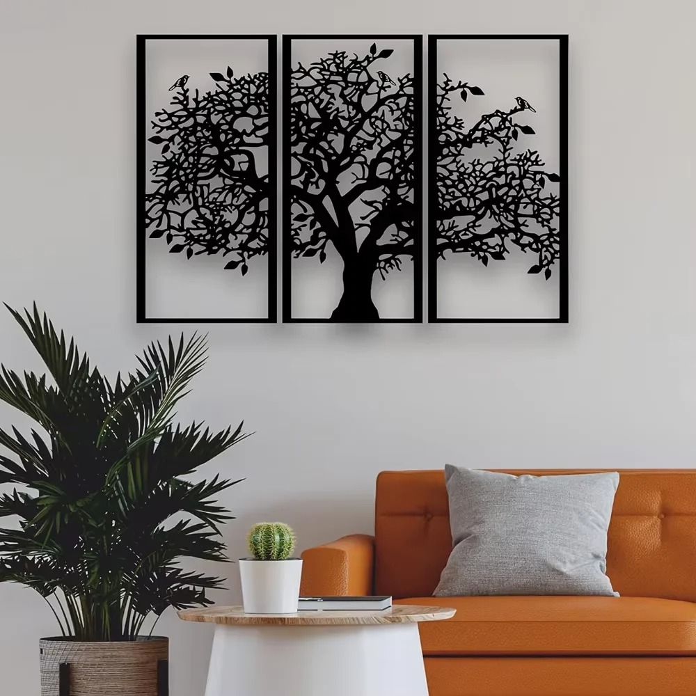 3개 가족 나무 금속 벽 장식 – 생명의 나무 철 예술 - Family Tree Print 리뷰 및 가격